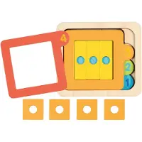 Goki Puzzel: GETALLEN en GEOMETRISCHE VORMEN 13,5x12x2,4cm, 15-delig, met 4 lagen, hout, 3+