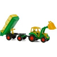 Cavallino Toys Tractor met Voorlader en Aanhanger Groen