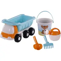 Cavallino Toys Strandkiepwagen met emmerset, blauw, 5-delig.