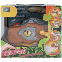 Dino World Dino Handpop Met Stoom En L+G 17cm Bruin bruin Kunststof Pop