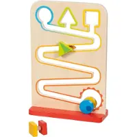 Goki Houten speelgoed - Ballenbaan Zig-Zag - 21X8X31Cm - Met 3 Rollers - 2 Jaar