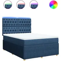 vidaXL Boxspring met matras stof blauw 140x200 cm