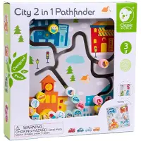 Classic World houten sorteerspel educatief bord stad en afval scheiden.