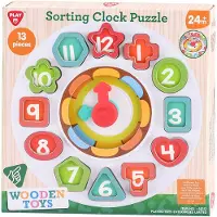 Playgo Play houten leerklok en sorteervormen - educatief speelgoed 13-delig.