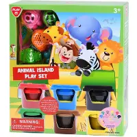 Playgo Play klei speelgoed Dieren Eiland set met 6 kleipotjes en accessoires.