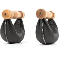 Nohrd Swing Dumbbells Eiken 4kg zwart – Design Hantels met Natuurleer en Eikenhout voor Dynamische Krachttraining
