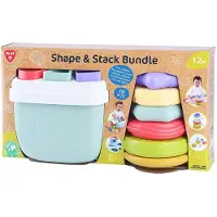Playgo Play vormenstoof en stapel speelgoed - educatief biobased speelgoed 19-delig.