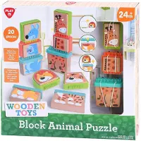 Playgo Play houten blokpuzzel dieren - educatief speelgoed 20-delig.