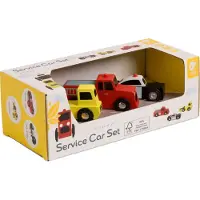 Classic World Houten speelgoedauto's: Politiewagen, brandweerwagen, sleepwagen - set van 3 stuks.