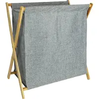 QUVIO Wasmand - 40 liter - Stof - Hout - Grijs