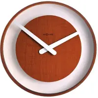 Nextime Wood Loop - Klok - Rond - Glas - Ø30 cm - Hout - Donker bruin