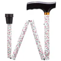 Thuiszorg Webshop Opvouwbare wandelstok - Pink Flower 74 - 84 cm