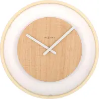 Nextime Wood Loop - Rond - Glas - Ø30 cm - Hout - Licht Bruin
