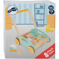 Small Foot - Houten Baby Walker Loopwagen met Blokken Pastel, 35dlg.