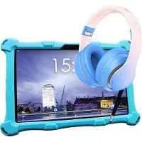 AngelTech Kinderpakket XL - Kindertablet XL + Kinderkoptelefoon - Ouderlijk toezicht - Blauw