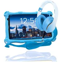 AngelTech Kinderpakket PRO MAX - Kindertablet PRO MAX + Kinderkoptelefoon - In Bol Sterrenreview 2024 - Combipakket - Blauw