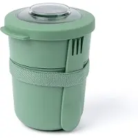 Amuse Tylla Duo Sage Lunchbox - 150ml + 450ml - Yoghurt Beker to go - Perfect afsluitbare Muesli Beker met Spork - Lekvrije Lunchpot - BPA-vrije Soepbeker – Groen