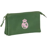 Real Madrid Pennenetui met 3 vakken Real Madrid C.F. Kaki 22 x 12 x 3 cm