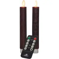 Annas collection Dinerkaars wax led bewegende vlam op batterij met afstandsbediening 2 stuks h18 cm bordeaux Anna's Collection