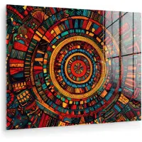 MuchoWow Glasschilderij 120x90 cm - Schilderij acrylglas - Mandala - Cirkels - Patronen - Foto op glas - Muurdecoratie woonkamer - Wanddecoratie slaapkamer - Schilderijen