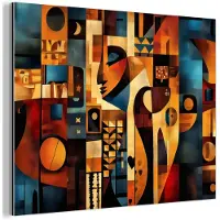MuchoWow Aluminium schilderij 160x120 cm - Wanddecoratie metaal - Figuren - Abstract - Symbolen - Metalen muurdecoratie woonkamer - Decoratie industrieel - Foto op dibond - Industriële accessoires slaapkamer
