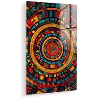 MuchoWow Glasschilderij 120x180 cm - Schilderij acrylglas - Mandala - Cirkels - Patronen - Foto op glas - Muurdecoratie woonkamer - Wanddecoratie slaapkamer - Schilderijen