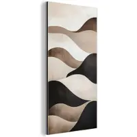 MuchoWow Aluminium schilderij 40x80 cm - Wanddecoratie metaal - Golven - Abstract - Beige - Metalen muurdecoratie woonkamer - Decoratie industrieel - Foto op dibond - Industriële accessoires slaapkamer