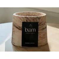 Bam Kaarsen Sandalwood Geurkaars – Cone Collectie – Houten Wiek – Oranje-Bruin Gemarmerd Handgemaakt Potje – 100 g – 30 Branduren - sandelhout