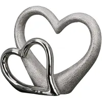 Gilde Handwerk - Beeld - Sculptuur - Two hearts - Porselein- Zilver