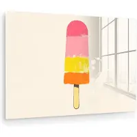 MuchoWow Glasschilderij 120x80 cm - Schilderij acrylglas - Waterijsje - Retro - Stokje - Roze - Foto op glas - Muurdecoratie woonkamer - Wanddecoratie slaapkamer - Schilderijen