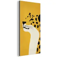 MuchoWow Aluminium schilderij 20x40 cm - Wanddecoratie metaal - Cheetah - Illustratie - Geel - Metalen muurdecoratie woonkamer - Decoratie industrieel - Foto op dibond - Industriële accessoires slaapkamer