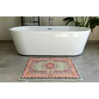 Rozenkelim Vintage look badmat pastel kleur 90cm x 70cm