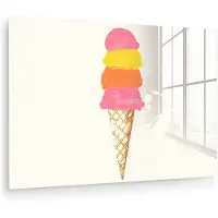 MuchoWow Glasschilderij 30x20 cm - Schilderij acrylglas - Schepijs - Hoorntje - Illustratie - Minimalistisch - Foto op glas - Muurdecoratie woonkamer - Wanddecoratie slaapkamer - Schilderijen