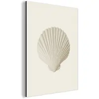 MuchoWow Aluminium schilderij 30x40 cm - Wanddecoratie metaal - Schelp - Minimalistisch - Wit - Metalen muurdecoratie woonkamer - Decoratie industrieel - Foto op dibond - Industriële accessoires slaapkamer
