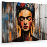 MuchoWow Glasschilderij 160x120 cm - Schilderij acrylglas - Portret - Vrouw - Bloemen - Foto op glas - Muurdecoratie woonkamer - Wanddecoratie slaapkamer - Schilderijen