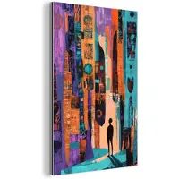 MuchoWow Aluminium schilderij 20x30 cm - Wanddecoratie metaal - Abstract - Figuren - Kleurrijk - Metalen muurdecoratie woonkamer - Decoratie industrieel - Foto op dibond - Industriële accessoires slaapkamer