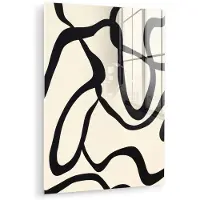 MuchoWow Glasschilderij 120x160 cm - Schilderij acrylglas - Abstract - Lijnen - Modern - Beige - Foto op glas - Muurdecoratie woonkamer - Wanddecoratie slaapkamer - Schilderijen