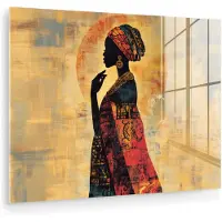 MuchoWow Glasschilderij 160x120 cm - Schilderij acrylglas - Vrouw - Silhouet - Patronen - Sierlijk - Foto op glas - Muurdecoratie woonkamer - Wanddecoratie slaapkamer - Schilderijen