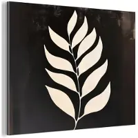 MuchoWow Aluminium schilderij 160x120 cm - Wanddecoratie metaal - Blad - Wit - Minimalistisch - Metalen muurdecoratie woonkamer - Decoratie industrieel - Foto op dibond - Industriële accessoires slaapkamer