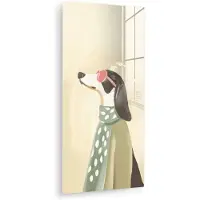 MuchoWow Glasschilderij 60x120 cm - Schilderij acrylglas - Hond - Zonnebril - Sjaal - Foto op glas - Muurdecoratie woonkamer - Wanddecoratie slaapkamer - Schilderijen