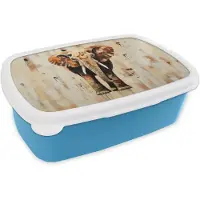 MuchoWow Broodtrommel Blauw - Lunchbox Olifant - Slurf - Mozaïek - Abstract - Brooddoos 18x12x6 cm - Brood lunch box - Broodtrommels voor kinderen en volwassenen