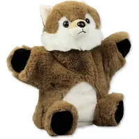 Inware Pluche bruine vos handpop knuffel 22 cm - Vossen knuffels - Poppentheater speelgoed kinderen