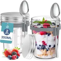 Equivera Overnight Oats Potjes - Muesli Beker - Mason Jar - Havermout - Set - Must have voor jouw ontbijt