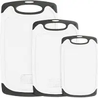 BOTC Snijplanken Set 3 Stuks - Antibacteriële Snijplanken met Antislip - Keuken Snijplank voor Vlees, Groente, Brood & Vis - Wit