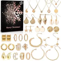 Equivera Adventskalender 2024 - Sieraden Kerstkalender met 24 Verrassingen - Armband, Halsketting en Oorbellen Set - Perfect Sieradenset Cadeau voor Vrouwen, Meisjes, Tieners en Kinderen