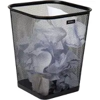 BOTC Prullenbak - 15L - Afvalemmer - Papierbak - Mesh Metaal - Papiermand - Prullenmand voor onder Bureau - Zwart