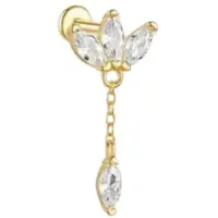 Charme Bijoux Helix- piercing -Zilver- goudplating- zirkonia-