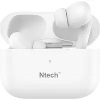 Ntech - draadloze oordopjes - Wit - met Active Noise Cancelling Fi5- bluetooth oortjes - Draadloze oortjes bluetooth