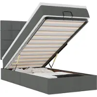 vidaXL Ottoman bed met matras en LED's 100x200cm stof donkergrijs