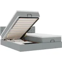 vidaXL Ottoman bed met matrassen en LED's 160x200cm stof lichtgrijs